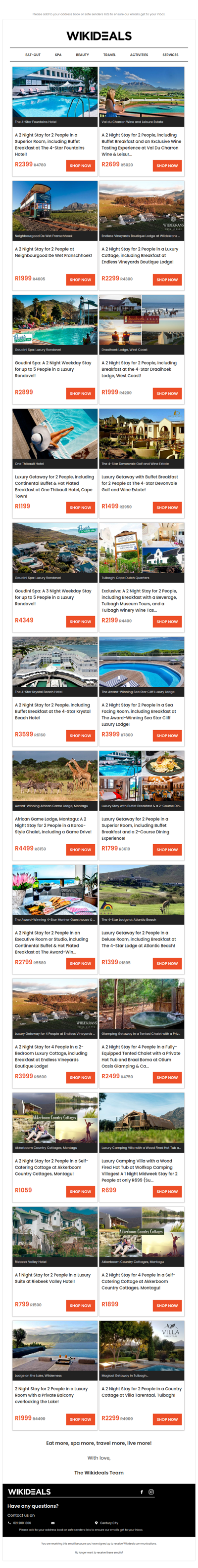 Getaway Sale: Fountains Hotel | Val du Charron Wine Estate | One Thibault Hotel | Krystal Beach Hotel | Goudini Spa | Endless Vineyards Lodge