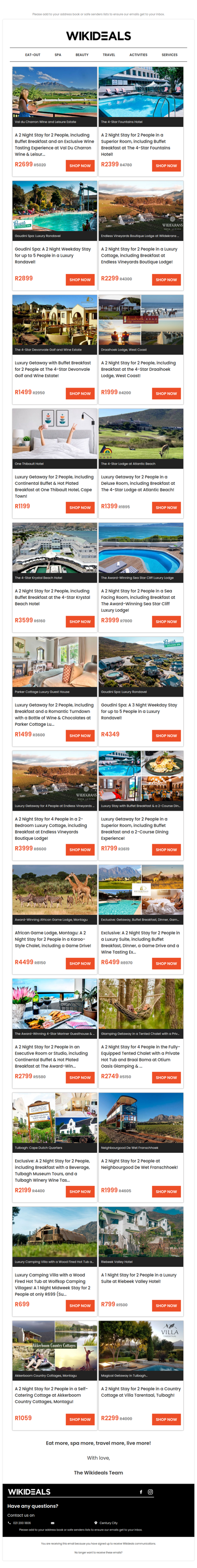 Getaway Sale: Val du Charron Wine Estate | Fountains Hotel | Devonvale Wine Estate | Krystal Beach Hotel | Draaihoek Lodge | Goudini Spa