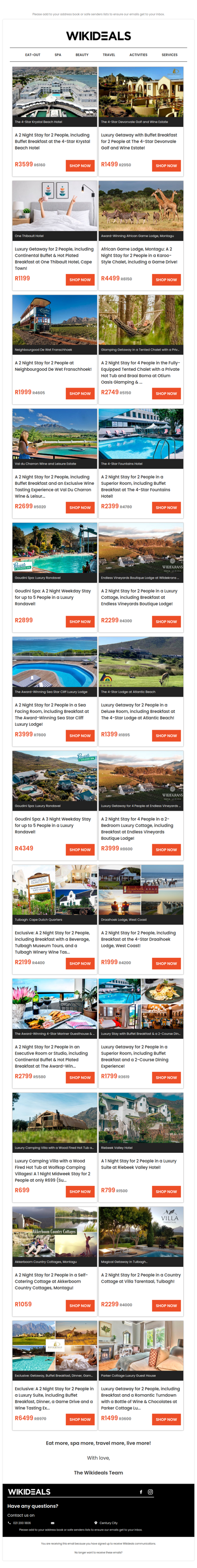 Getaway Sale: Krystal Beach Hotel | African Game Lodge | Goudini Spa | Endless Vineyards Boutique Lodge | Lodge at Atlantic Beach