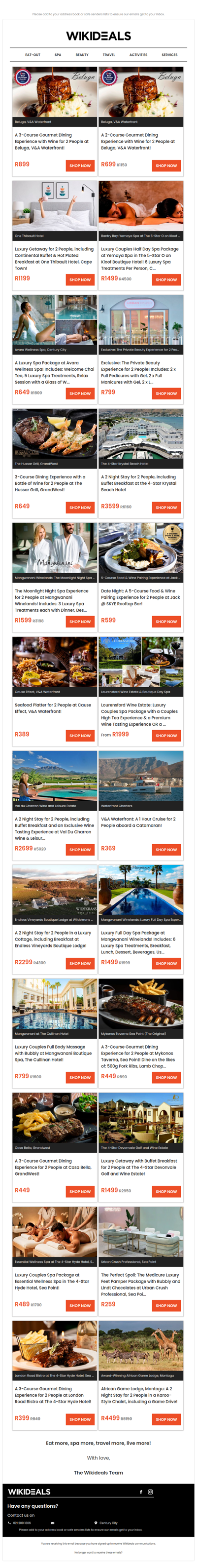 Beluga: V&A Waterfront: 3-Course Gourmet Dining Experience with Wine | Couples Half Day Spa Package with Wine & Chocolates at Yemaya Day Spa