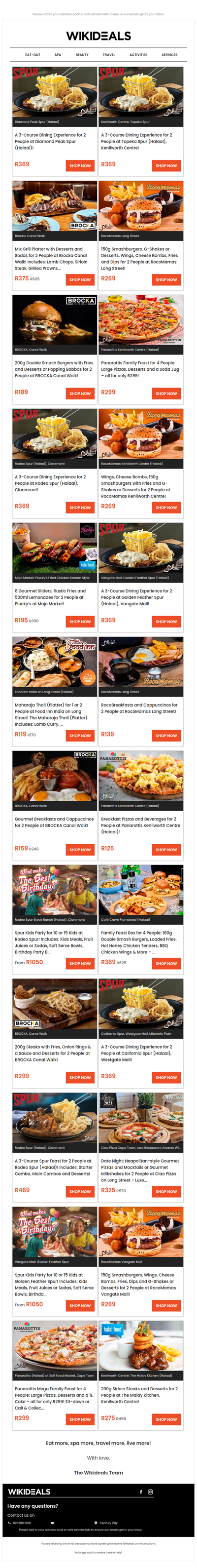 Halaal: Rodeo SPUR | Brocka Canal Walk | Spur Kenilworth Centre | RocoMamas on Long Street | Plucky’s | Panarottis Kenilworth Centre