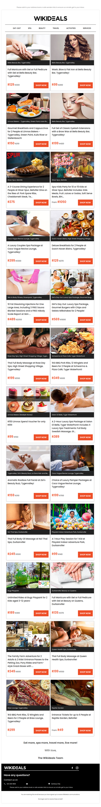 Tygervalley: Full Mani or Pedi with Gel or a Wash, Blow & Flat Iron at Bella Beauty Bar | Spur Bellville: 3-Course Dining Experience for 2 People