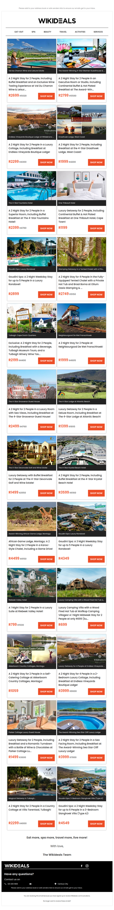 Getaway Sale: Val du Charron Wine Estate | One Thibault Hotel | Endless Vineyards Boutique Lodge | The Lodge at Atlantic Beach | Goudini Spa