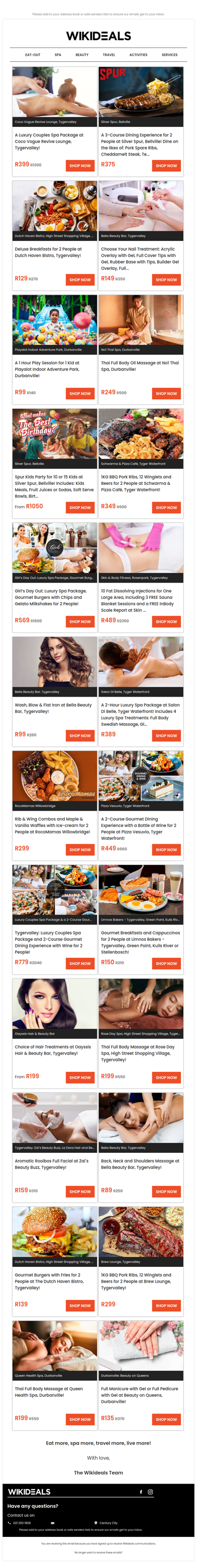 Tygervalley: Couples Spa Package at Coco Vogue | RocoMamas Willowbridge: Rib & Wing Combos and Waffles with Ice-cream