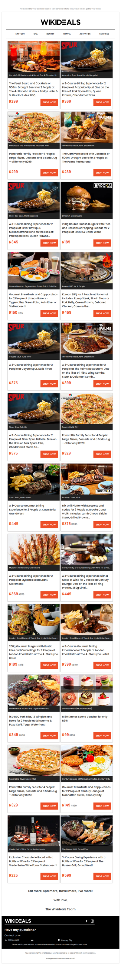Eat Out: Spur Bergvleit | The Palms Restaurant | Canal Café | Casa Bella | Sonamu Korean BBQ | Panarottis N1 City Mall | Spur Melkbosstrand