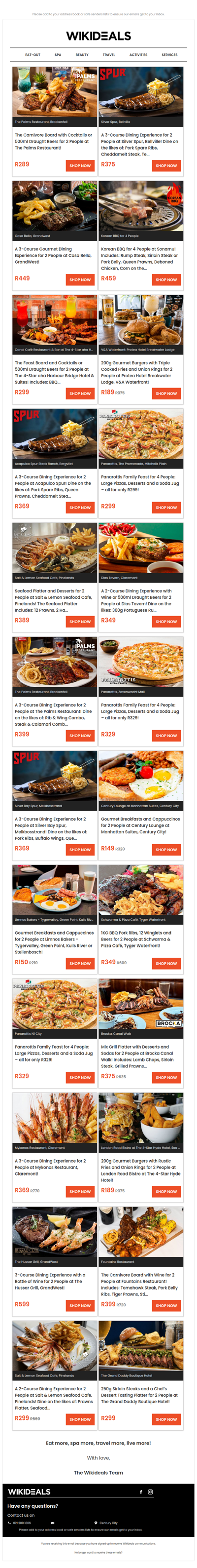 Eat Out: The Palms Restaurant | Spur Bellville | Spur Bergvliet | Canal Café | Salt & Lemon Seafood Café | Limnos | London Road Bistro | Casa Bella