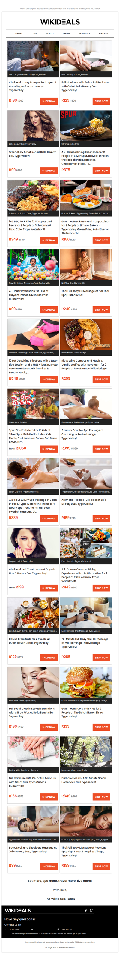 Tygervalley: Choice of Pamper Packages at Coco Vogue | Spur Bellville: 3-Course Dining Experience | Durbanville: Playtime at Playalot Adventure Park