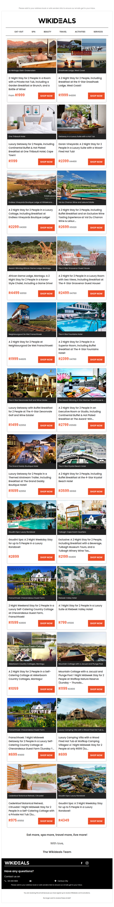 Getaway Sale: Draaihoek Lodge | One Thibault Hotel | African Game Lodge | Val du Charron Wine Estate | Grand Daddy Hotel | Doran Vineyards