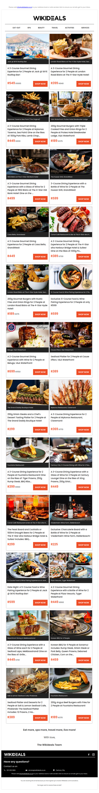 Dine Out: Skye Rooftop Restaurant | London Road Bistro | Mykonos Taverna | Hussar Grill | Beluga, V&A Waterfront | Cause Effect | Casa Bella