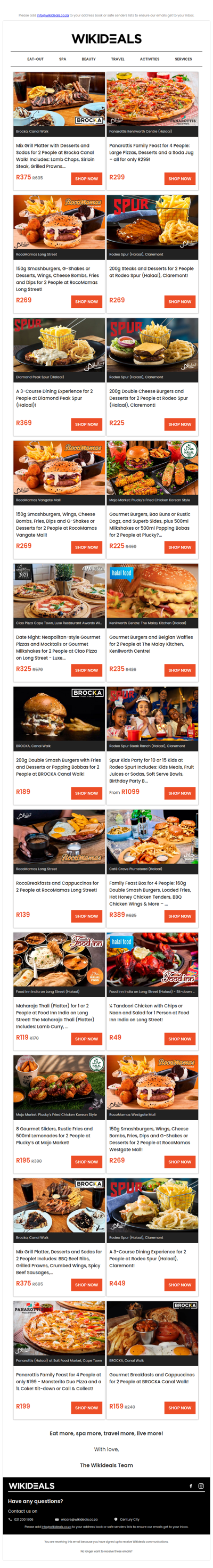 Halaal: Rodeo Spur | Diamond Peak Spur | RocoMamas on Long Street | Brocka Canal Walk | Panarottis Kenilworth Centre