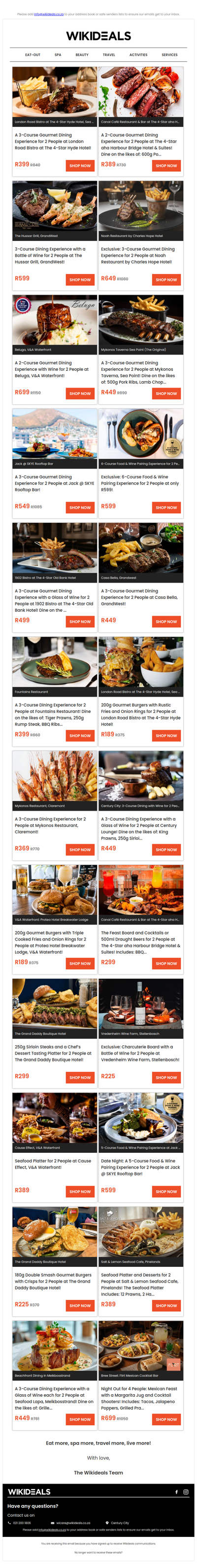 Dine Out: London Road Bistro | Hussar Grill | Noah Restaurant | Skye Rooftop Restaurant | 1902 Bistro | Beluga V&A Waterfront | Mykonos Taverna