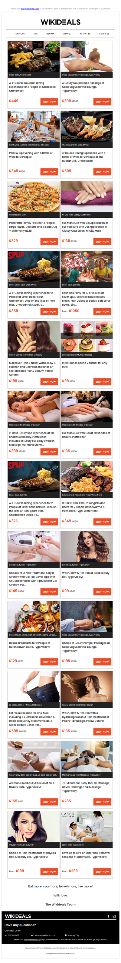 GrandWest: 3-Course Dining Experience for 2 at Casa Bella | Tygervalley: Luxury Couples Spa Package at Coco Voguex