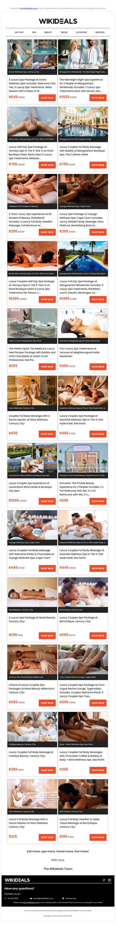 Spa Luxury: Mangwanani African Spa | Avara Wellness Spa | Yemaya Day Spa | Voyage Wellness Spa | Essential Day Spa | Glow Wellness
