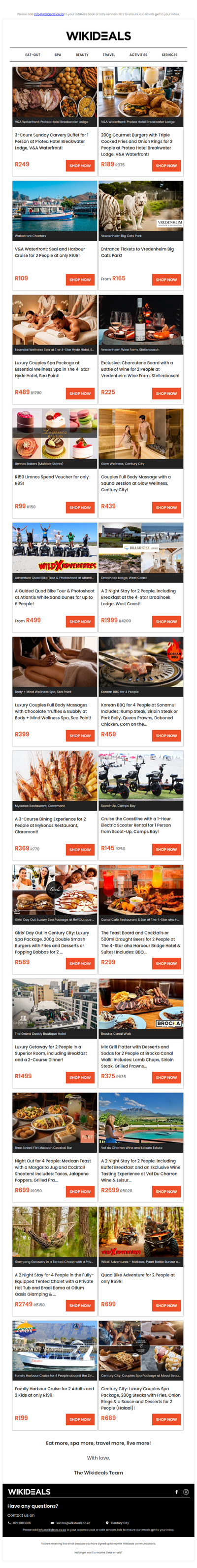 Sunday Carvery Buffet at Protea Hotel, V&A Waterfront | Entrance Tickets to Big Cats Park | West Coast: Getaway for 2 People at Draaihoek Lodge