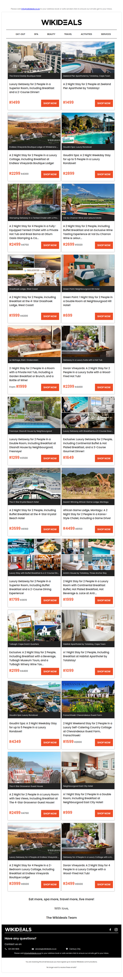Getaway Sale: Grand Daddy Boutique Hotel | Zeeland Pier Hotel by Totalstay | Goudini Spa | Val du Charron Wine Estate | Krystal Beach Hotel