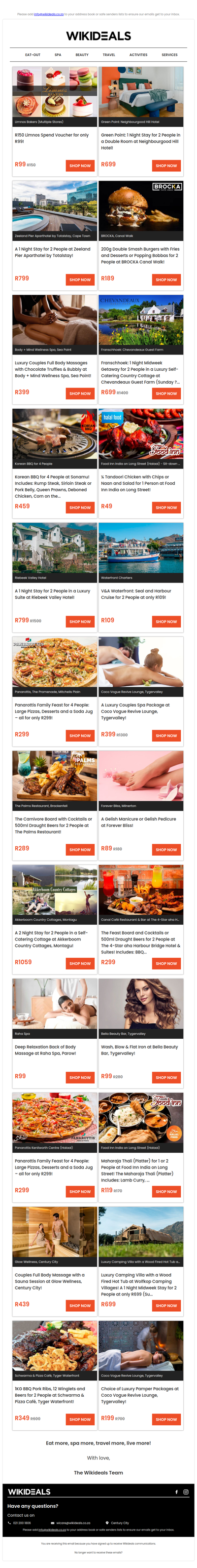 Top Picks from Just R49 – Eat Out, Spa Deals & Getaways
