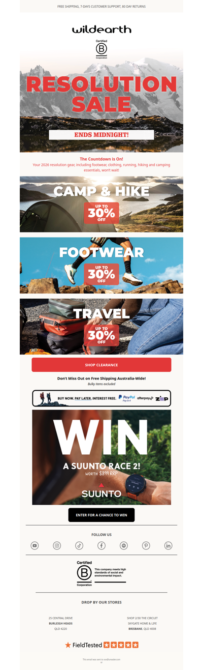 Kick Off Your Resolution! Sale Ends Midnight ⏰