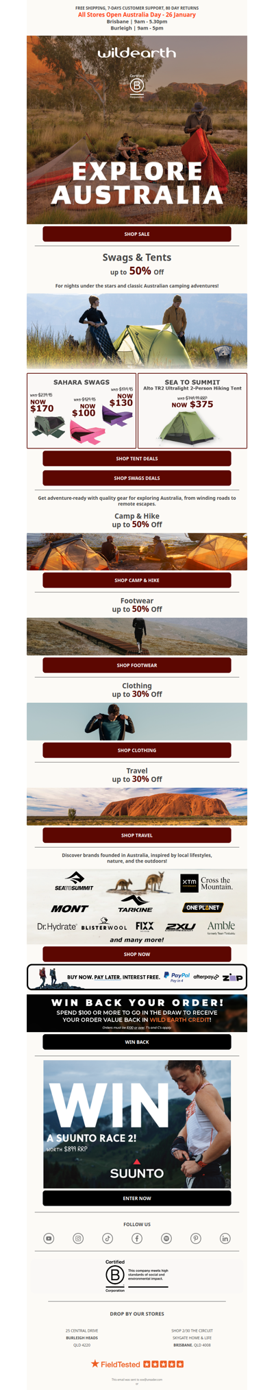 Swags and Tents up to 50% Off 🙌