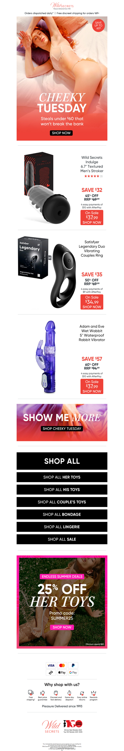 😉 Cheeky Tuesday: Nothing Over $60.