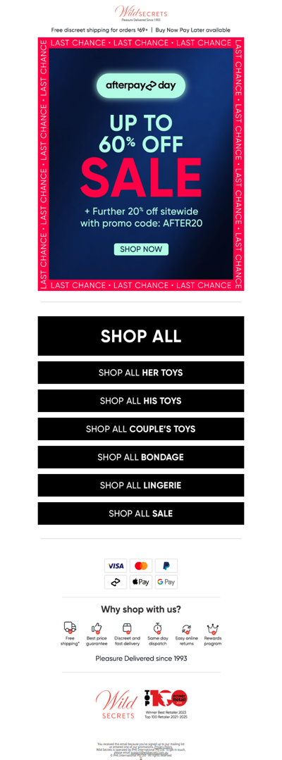 ⏰ ENDS TODAY: Last Chance For Afterpay Day Savings!