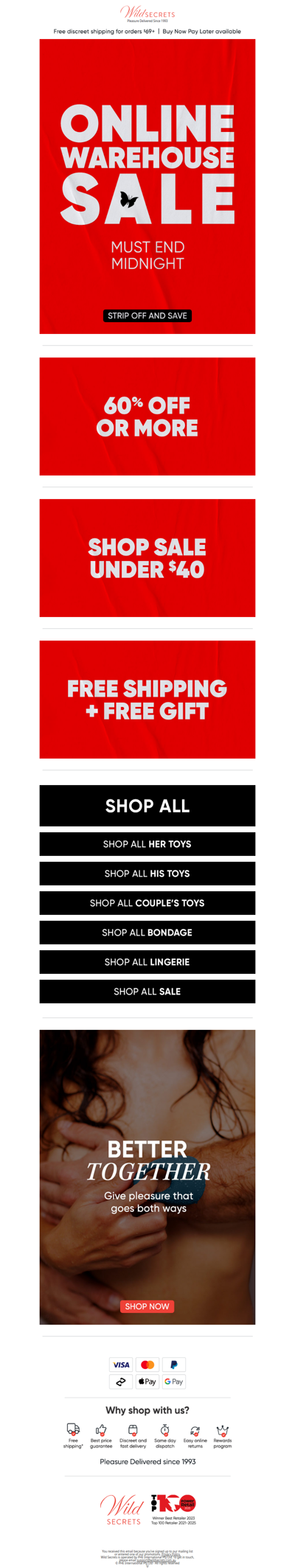 🚨 Warehouse Sale Ends Midninight!