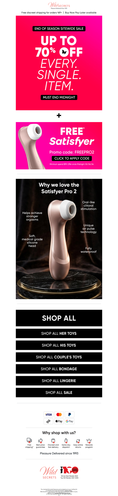 🕛 Ends Midnight: Sitewide Sale + A Free Satisfyer Pro 2.
