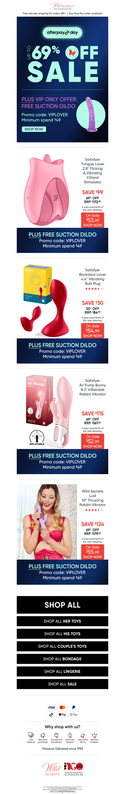 🍆 Afterpay Day Sale + A Free Dildo?
