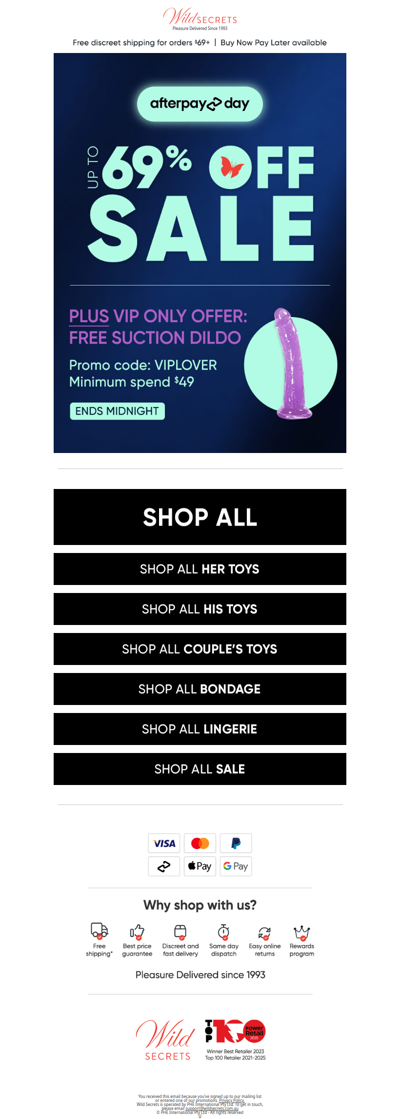 ⚡ Your Afterpay Sale Bonus Offer Ends Tonight!