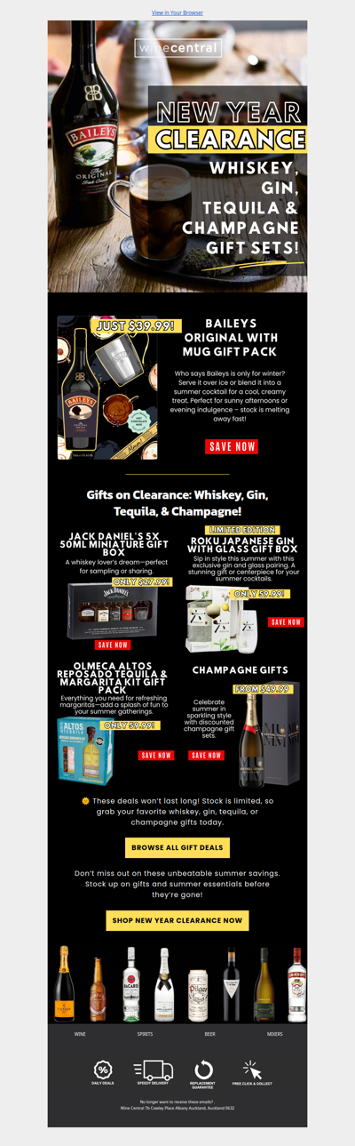 New Year Clearance: Whiskey, Gin, Tequila & Champagne Gift Sets!