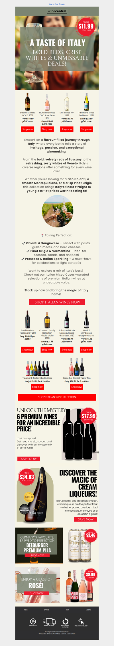 🍇From $11.99 p/btl case - Discover Italy! Incredible Wines & Incredible Prices!