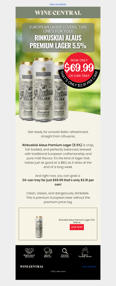 🍻 Rinkuskiai Premium Lager - Crisp, Cold, and On Sale!