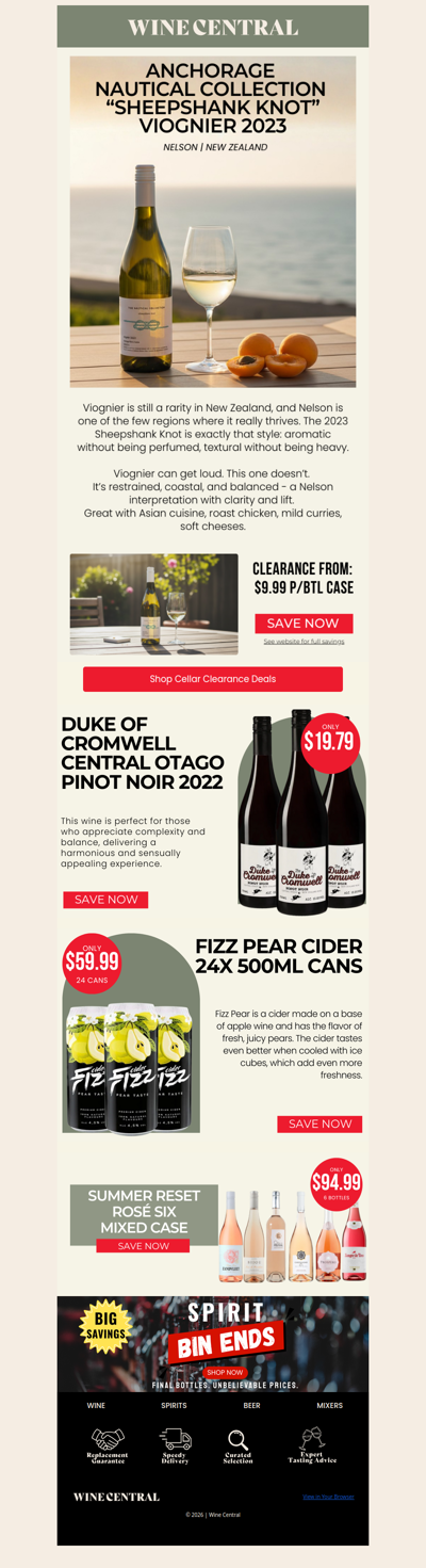 ☀️ Nelson Sunshine, Exceptional Value - Viognier from $9.99 p/btl case