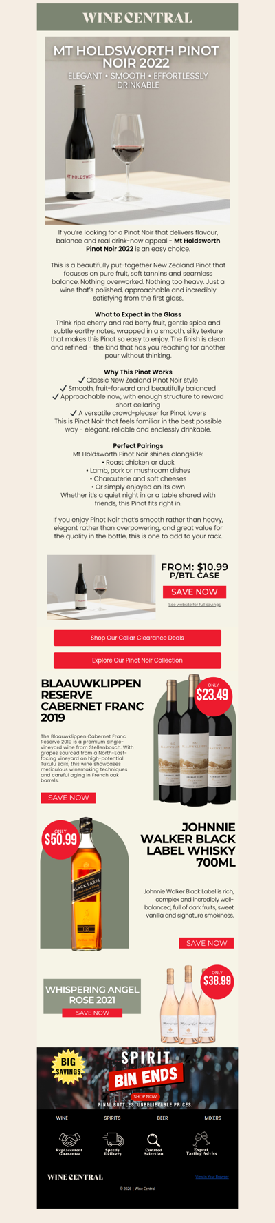 🍷 A Pinot Noir That Overdelivers - Mt Holdsworth 2022 From Only $10.99 p/btl case