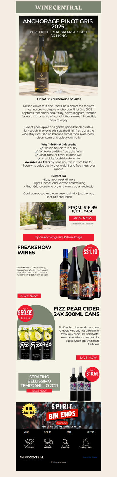 Anchorage Pinot Gris 2025 - Pure, Balanced, Easy to Love | From ONLY $16.99 p/btl case