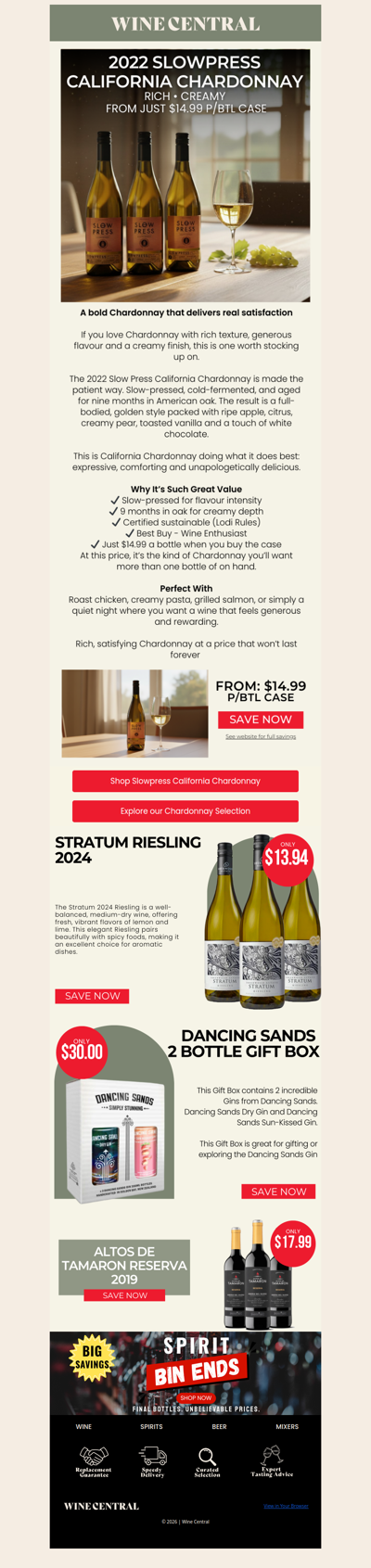 ☀️ Big, Creamy California Chardonnay - From Just $14.99 p/btl case