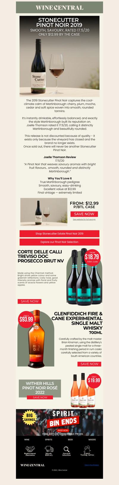 🍷 Final Stonecutter Pinot Noir - From ONLY $12.99 p/btl case