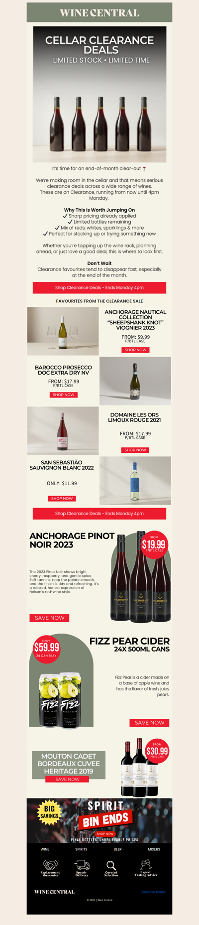 Cellar Clearance Starts Now - Ends 4pm Monday ⏰