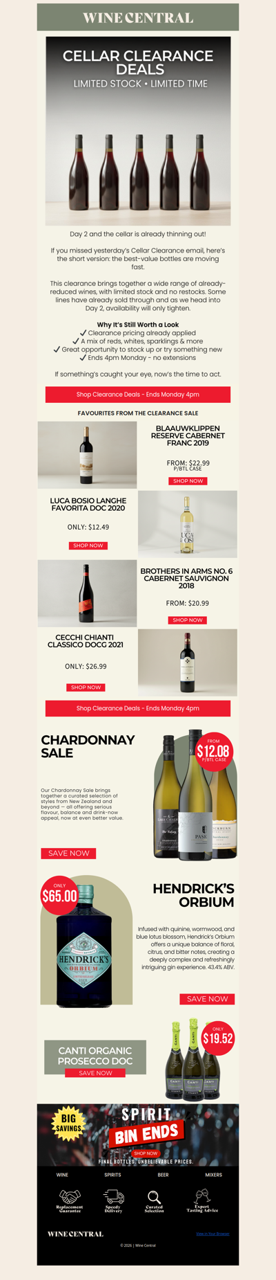 Day 2: Cellar Clearance - Best Bottles Going Fast ⏳