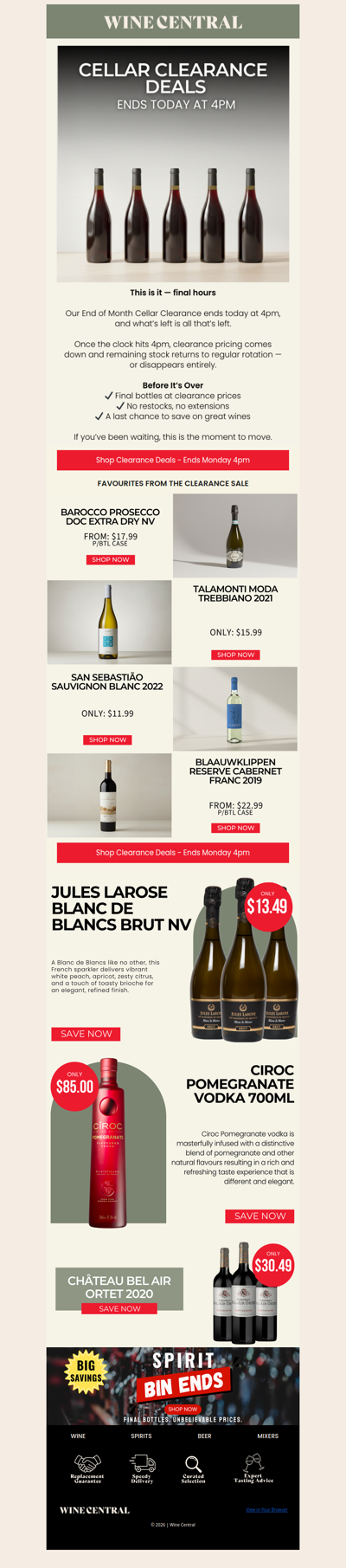 Final Hours: Cellar Clearance Ends 4pm Today