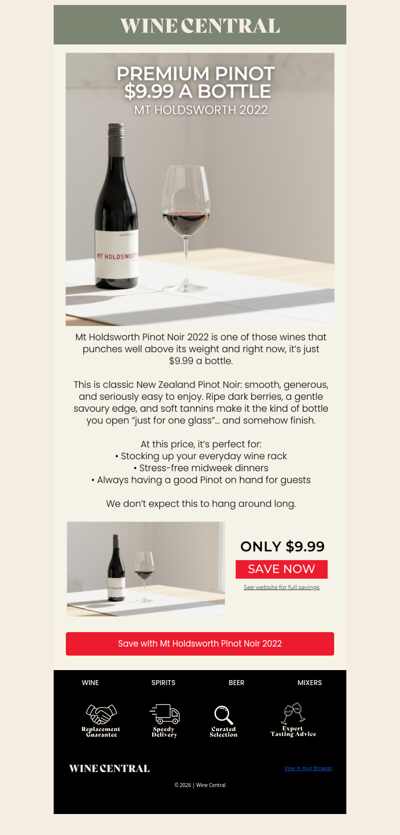 Mid-Week Steal: Premium Pinot for $9.99 🍷