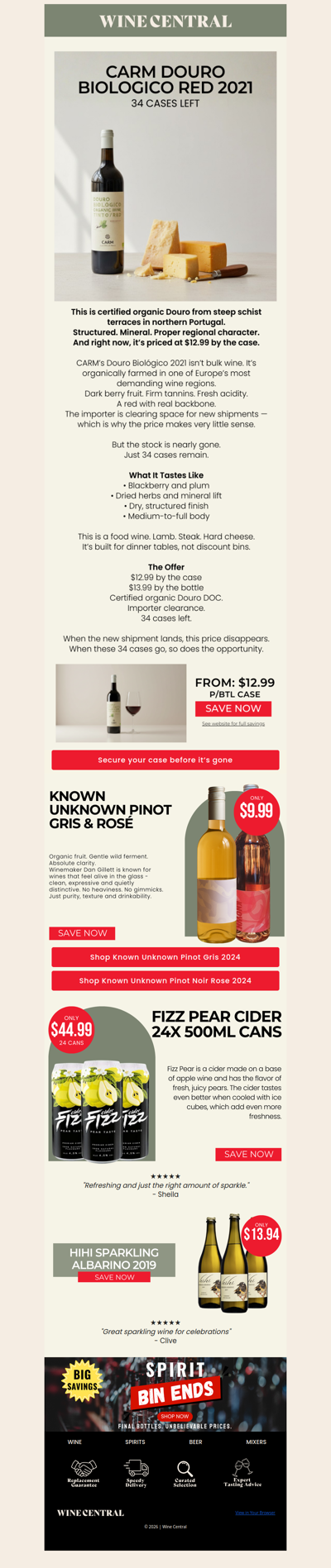 🍷Organic Douro. 34 cases. That’s it. $12.99 p/btl case