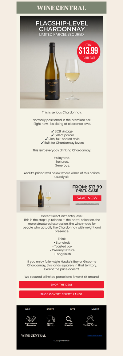 Premium Chardonnay. Not a Premium Price.