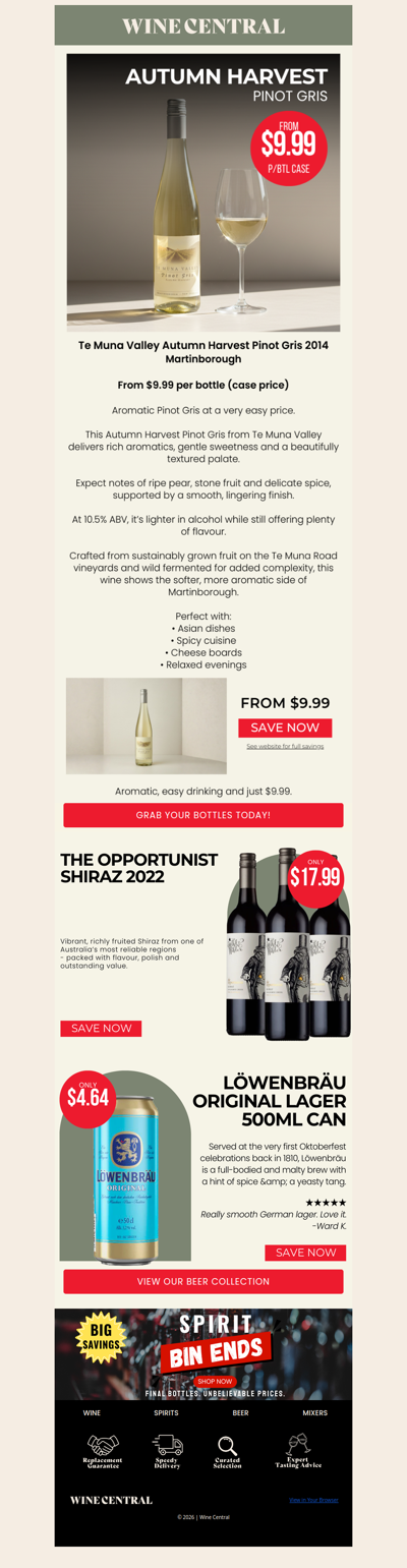 Martinborough Pinot Gris - $9.99 p/btl case