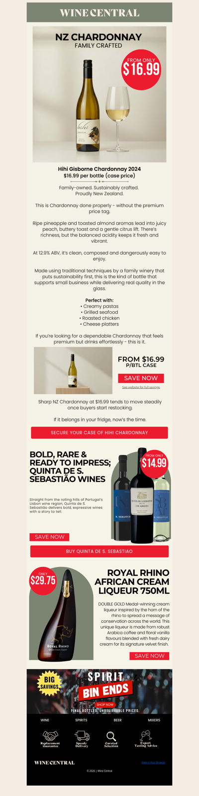 Premium NZ Chardonnay - $16.99 p/btl case