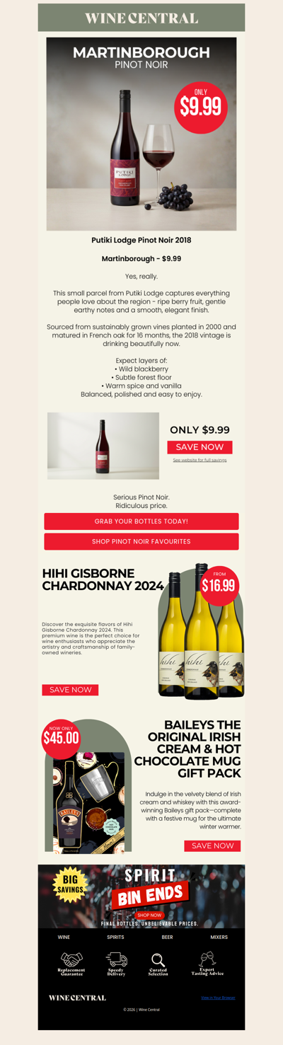 ❤️ Customer Favourite - Martinborough's Putiki Pinot Noir - $9.99