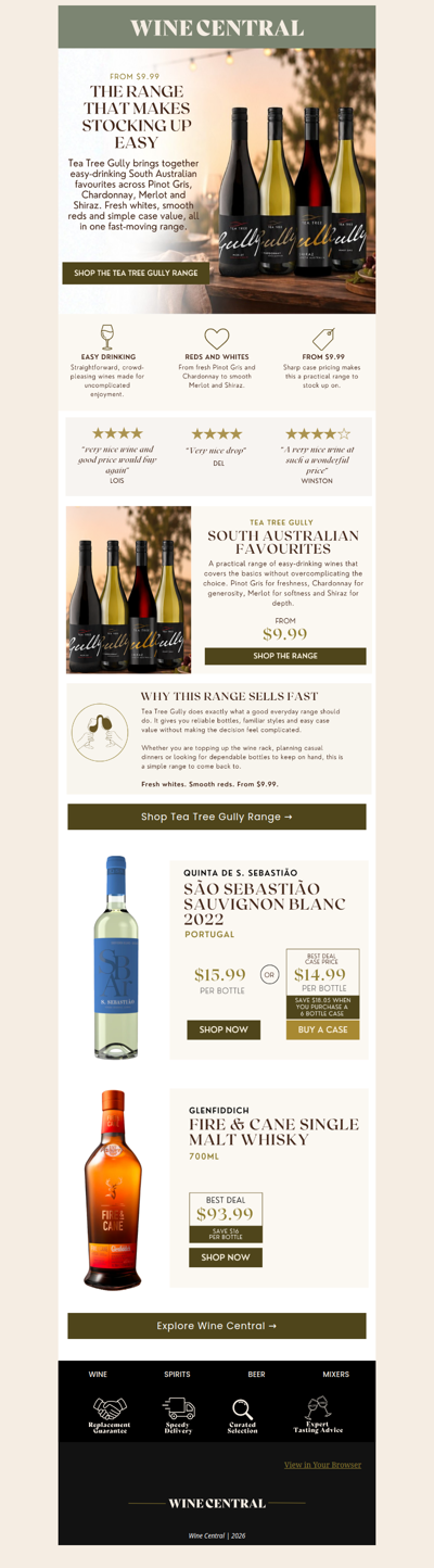 Easy-drinking wines from $9.99