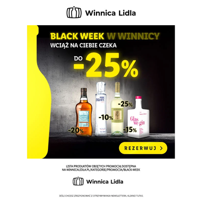 do -25% na wybrane alkohole z okazji Black Week! Sprawdź i rezerwuj już dziś!