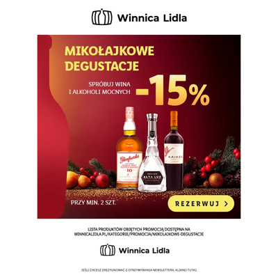 -15% na wybrane wina i alkohole mocne! Rezerwuj min. 2 sztuki >>>