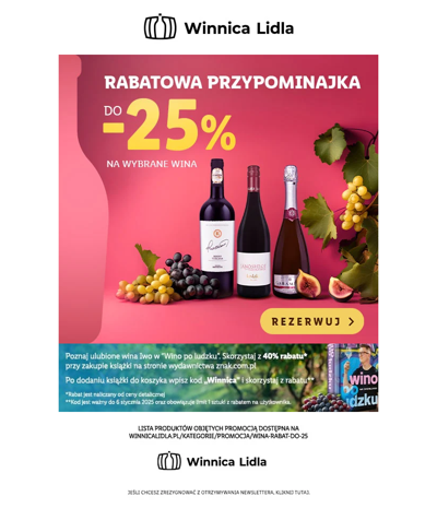 Wina z rabatem do -25%! Rezerwuj ulubione!