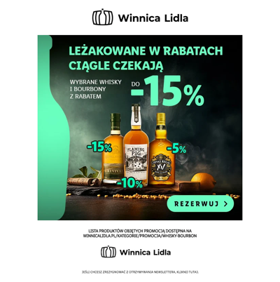 Rabaty do -15% na whisky i bourbon! Rezerwuj wybrane >>>